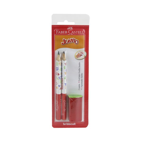 Kit Escrita Faber-Castell Le com 2 Lápis Jumbo Hb Nº2 e 1 Apontador Modelo 2
