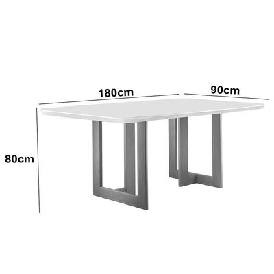 Sala De Jantar 180cm 6 Cadeiras Off White/imbuia /palha