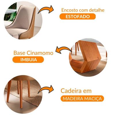 Sala De Jantar 8 Cadeiras Off White/imb./tuirm Caramelo