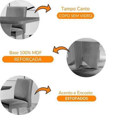 Sala Jantar Evora Copo 6 Cad. Grecia Rufato Veludo Marrom