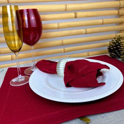 Conjunto C-4 Porta Guardanapo Natalino Listrado Branco E Dourado Natal 5x3cm Cromus