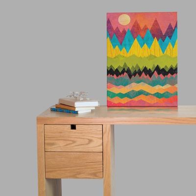 Quadro Decorativo Abstrato - Montanhas Geométricas Colorido