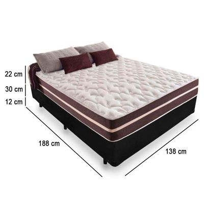 Cama Box Casal + Colchão De Molas Prime Colchões Classic Superlastic 138x188x64 Preto