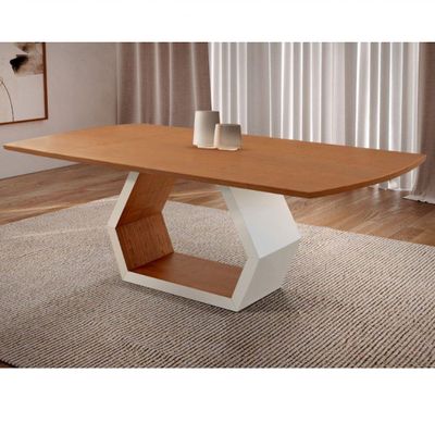 Mesa Para Sala De Jantar Ane Off White Com Cinamomo-cinamomo Imbuia