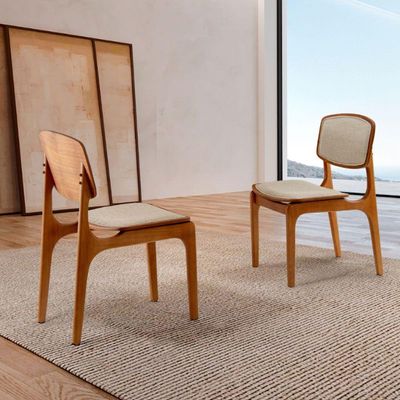 Conjunto Com 2 Cadeiras Malta Moderna Mobília Linho Premium Imbuia