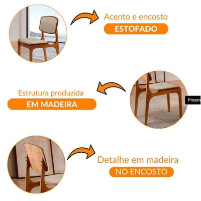 Conjunto Com 2 Cadeiras Malta Moderna Mobília Linho Premium Imbuia