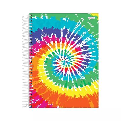 Caderno Universitário Jandaia Espiral Capa Dura Le Tie Dye 10 Matérias 160 Folhas Modelo 1