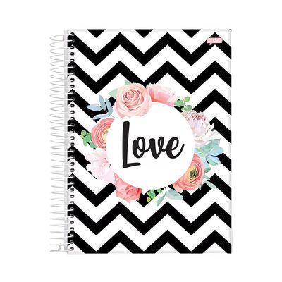 Caderno Universitário Jandaia Espiral Capa Dura Le Feminino 10 Matérias 160 Folhas Modelo 1