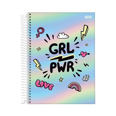 Caderno Universitário Jandaia Espiral Capa Dura Le Feminino 10 Matérias 160 Folhas Modelo 3