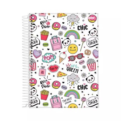 Caderno Universitário Jandaia Espiral Capa Dura Le Feminino Basic 10 Matérias 160 Folhas Modelo 4