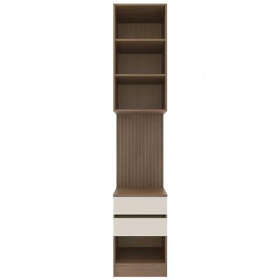 Armário Modulado de Lateral Bartira Lugano com 1 Porta 2 Gavetas 2 Prateleiras Casal Avelã/Cappuccino