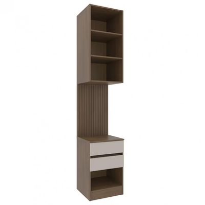 Armário Modulado de Lateral Bartira Lugano com 1 Porta 2 Gavetas 2 Prateleiras Casal Avelã/Cappuccino