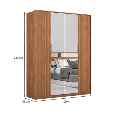 Guarda-Roupa Casal com 2 Espelhos Attore 4 PT 3 GV Amêndola