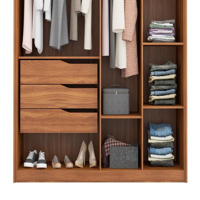 Guarda-Roupa Casal com 2 Espelhos Attore 4 PT 3 GV Amêndola