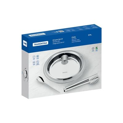 Kit Para Servir Tramontina Ciclo Redondo Em Aço Inox 3 Peças