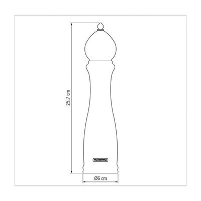 Moedor De Pimenta E Sal Tramontina Churrasco Black Em Ceramica Com Recipiente De Madeira 10 Polegada