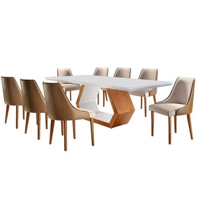 Sala De Jantar 8 Cadeiras Off/imbuia Off/turim Caramelo