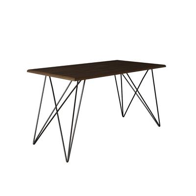 Mesa Jantar Industrial Trama 1,40x0,80m Amêndoa Com 4 Cadeiras Estofadas Vitória Bege E Preta Marrom