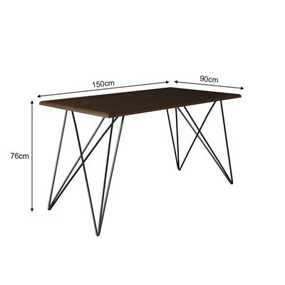 Mesa Jantar Industrial Trama 1,40x0,80m Amêndoa Com 4 Cadeiras Estofadas Vitória Bege E Preta Marrom