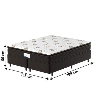 Cama Box Colchão Casal Queen Molas Ensacadas Granville Pillow Top 158x198x66cm Marrom/branco Probel