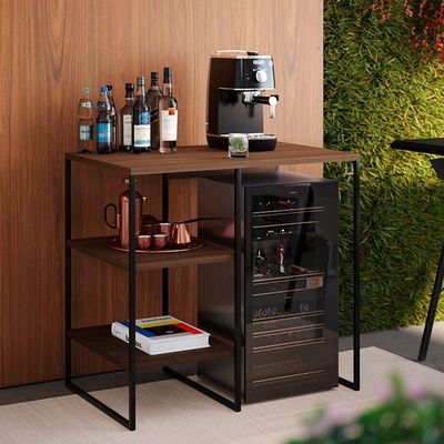 Aparador Para Adega Industrial Bourbon 80cm Preto Carvalho