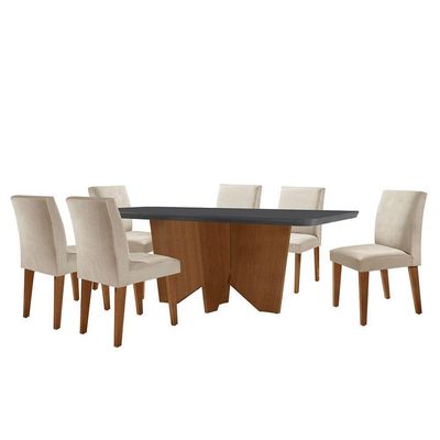 Sala Jantar Evora Copo 6 Cad. Grecia Rufato Veludo Creme