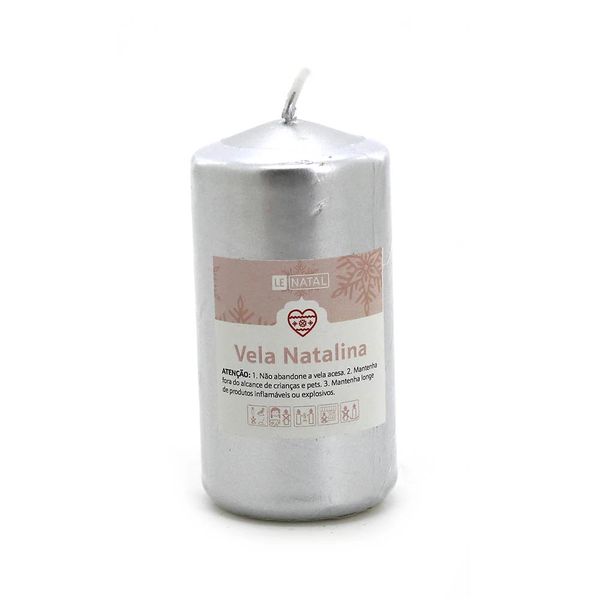 Vela Le Natal Color 10cm Prata