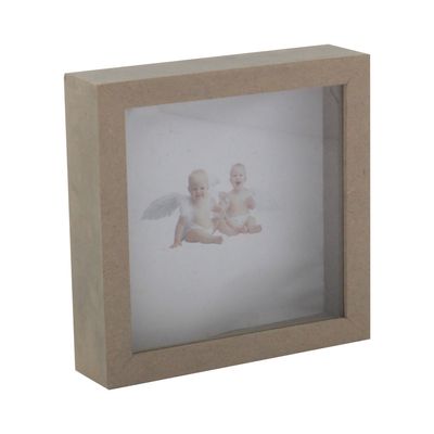 Caixa Moldura Mdf Le com Tampa Vidro 15x15x4cm