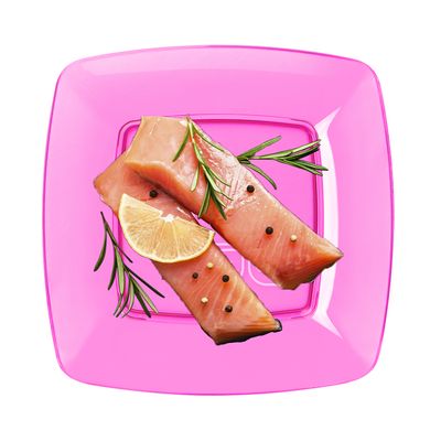 Prato Descartável Strawplast Quadrado 21cm com 10 Unidades Rosa