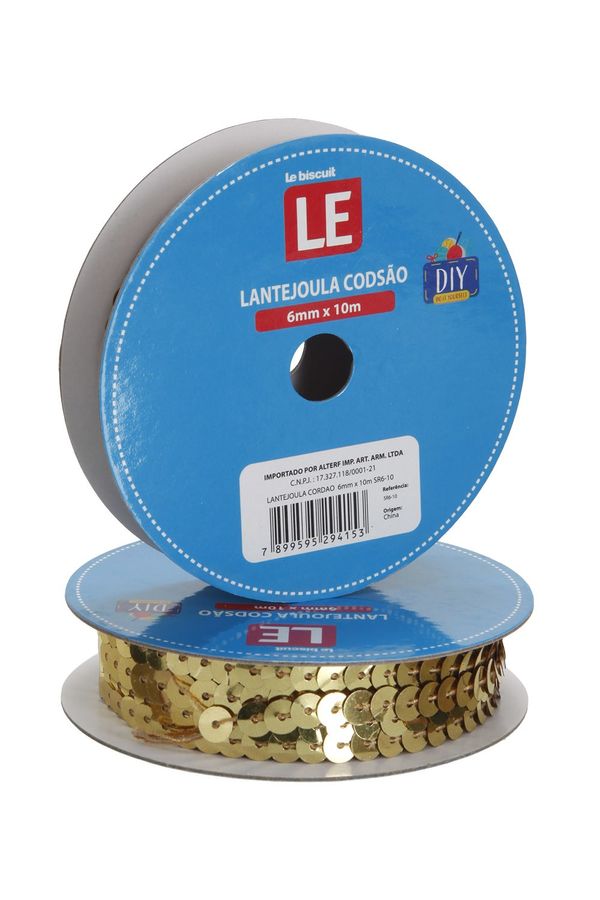 Lantejoula Cordão 6mmx10m Ouro