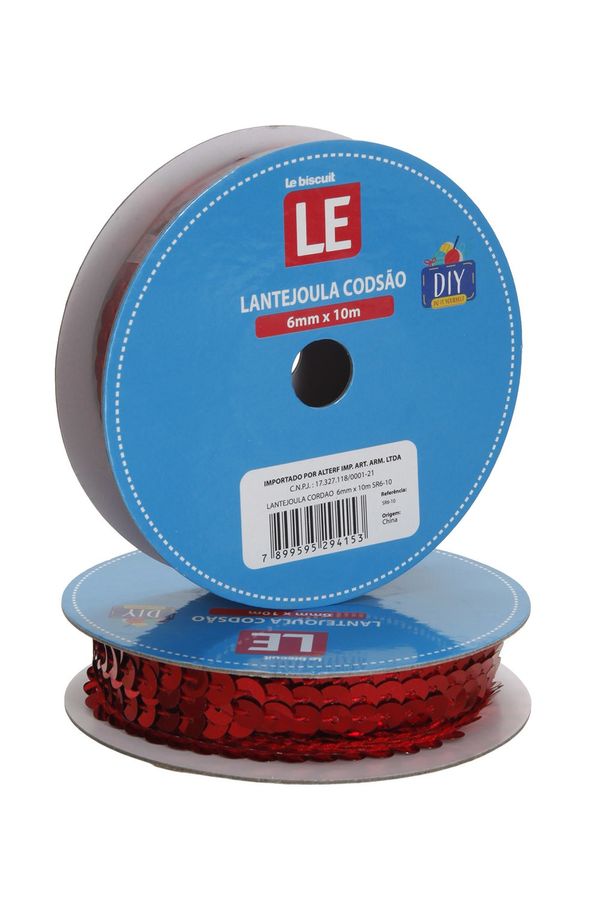 Lantejoula Cordão 6mmx10m Vermelho