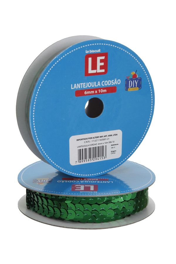 Lantejoula Cordão 6mmx10m Verde