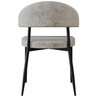 Cadeira Estofada Para Sala de Jantar Serena Preto C01 Linho Lautrec Off White - Lyam Decor