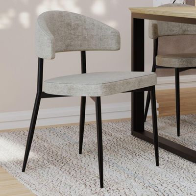 Cadeira Estofada Para Sala de Jantar Serena Preto C01 Linho Lautrec Off White - Lyam Decor