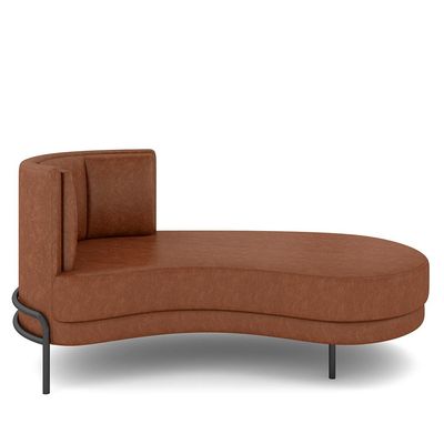 Sofá Chaise Longue Sala de Estar Living Lucca Direito D02 Couríssimo Marrom B-38 - Lyam Decor