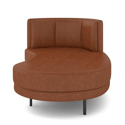Sofá Chaise Longue Sala de Estar Living Lucca Direito D02 Couríssimo Marrom B-38 - Lyam Decor