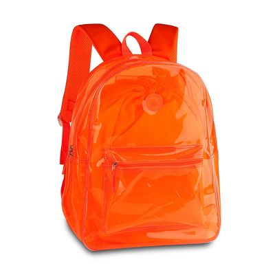 Mochila Teen Clio Style Neon Transparente Colors Laranja