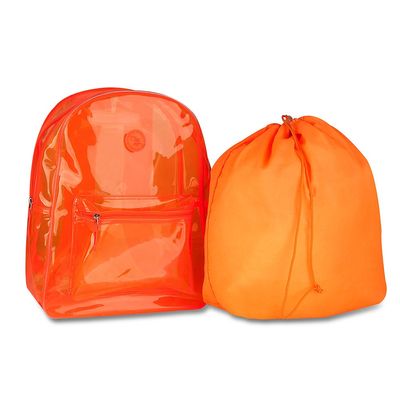 Mochila Teen Clio Style Neon Transparente Colors Laranja