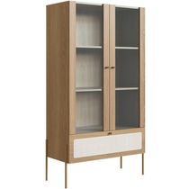 Cristaleira Para Sala de Jantar 2 Portas Industrial Indy A03 Hanover Dourado - Lyam Decor