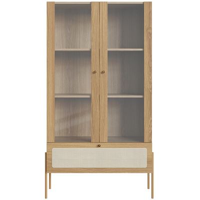Cristaleira Para Sala de Jantar 2 Portas Industrial Indy A03 Hanover Dourado - Lyam Decor