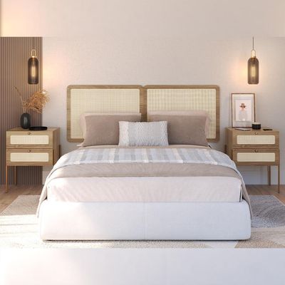 Cabeceira Casal Queen 160cm e 2 Mesas Laterais 2 Gavetas Industrial Indy A03 Hanover - Lyam Decor