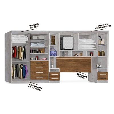 Guarda-roupas Modulado Georgia Casal Ja Avelã / Jequitibá Avelã / Jequitibá