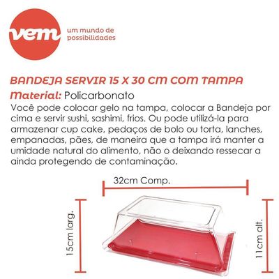Bandeja Coffee Retangular Com Tampa 15x30 Branca Em Policarbonato Linha Profissional Cook Vem