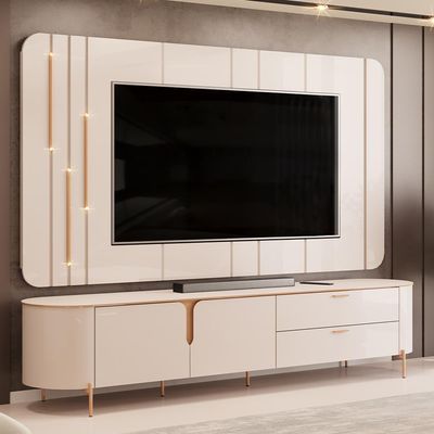 Rack Para Sala com Painel Para TV 75 Pol Dion D05 Off White - Lyam Decor