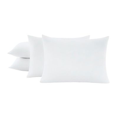 Kit 4 Travesseiros 50x70cm Antialérgico Lavável Fibra Siliconada Macio Confort - Branco