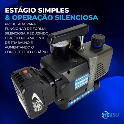 Bomba De Vacuo 3cfm A Bateria C- Vacuometro Integrado Hiatsu