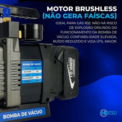 Bomba De Vacuo 3cfm A Bateria C- Vacuometro Integrado Hiatsu