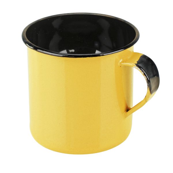 Caneca Esmaltada Metallouça Aço Amarela 70ml