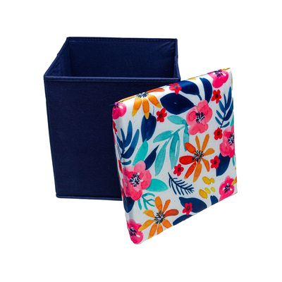 Puff Organizador Le Cube 30x30cm Branco floral
