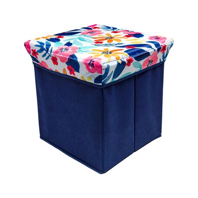 Puff Organizador Le Cube 30x30cm Branco floral